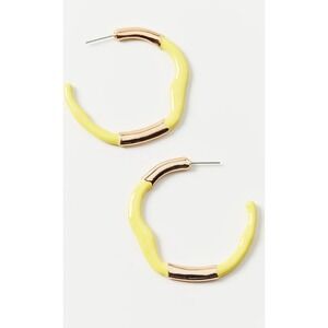 Urban Outfitters Ashley Enamel Dipped Hoop Earring Yellow and Gold‎ New